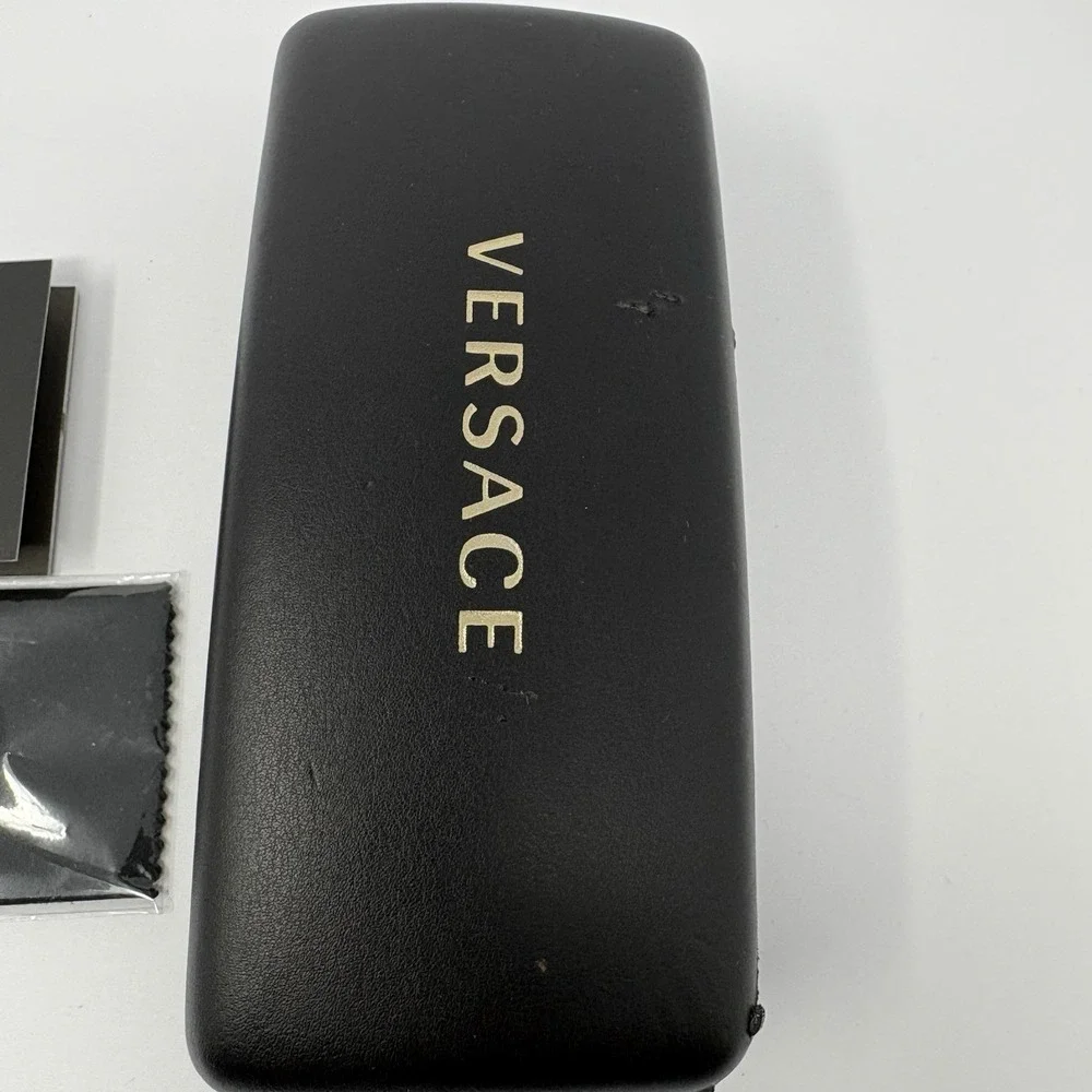 Versace Shield Sunglasses Black Gold Wraparound VE 2254 w/‎ Case & Box